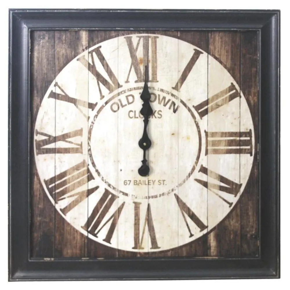 Horloge carrée en bois vintage