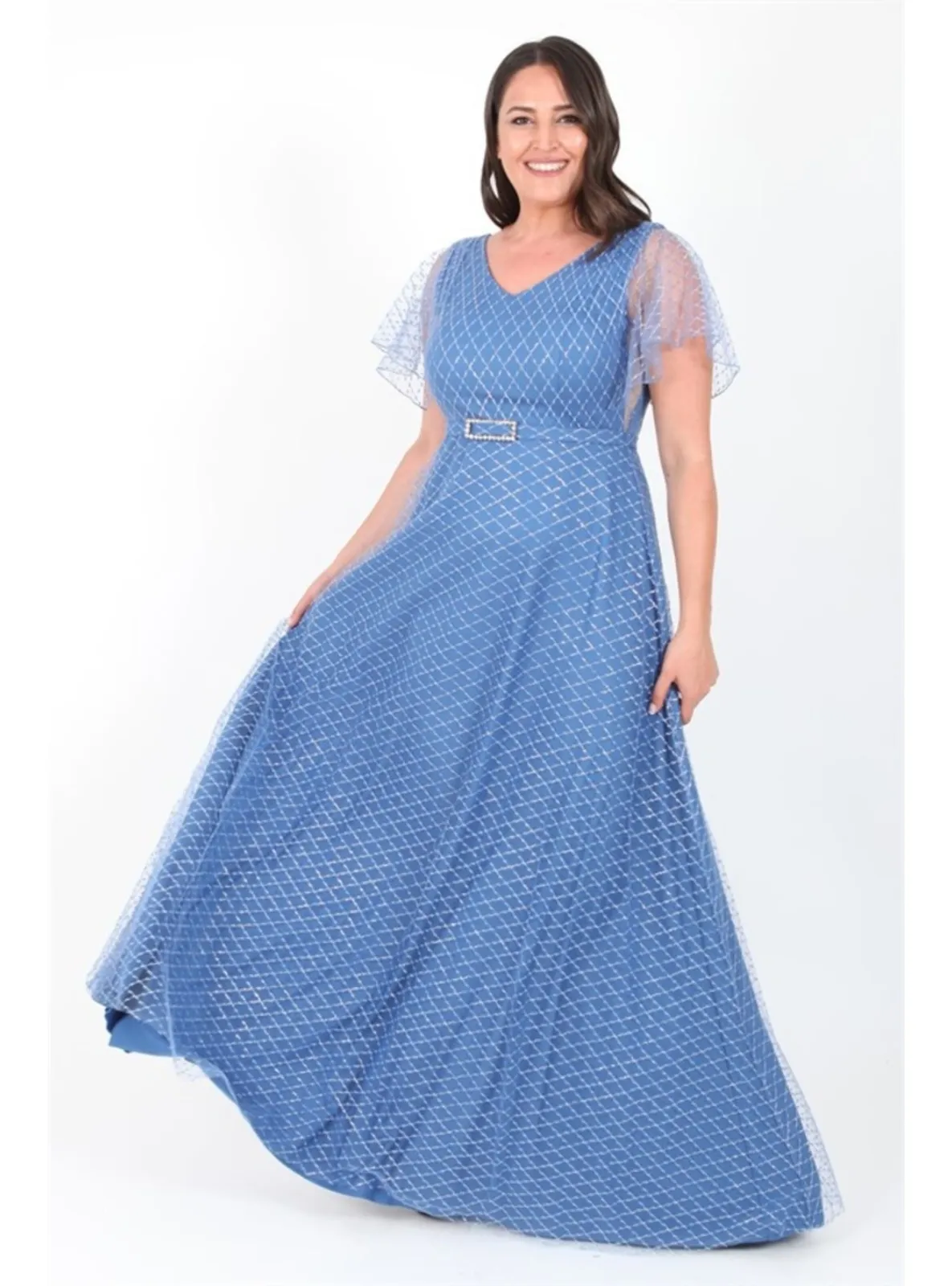 Indigo - Plus Size Evening Dress - Arıkan