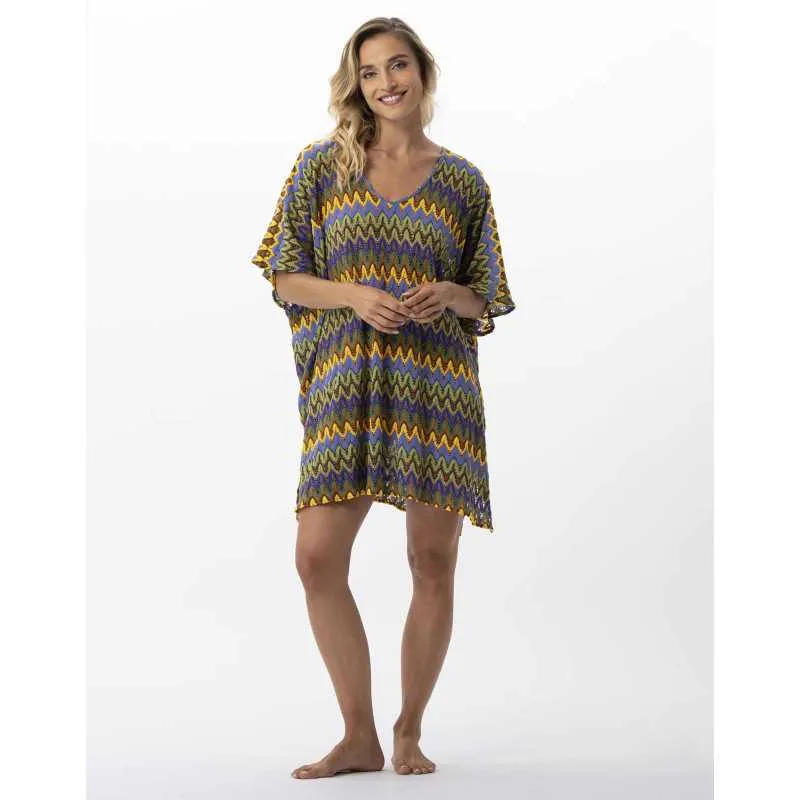 Kaftan en maille ajourée BAHIA 740 bleu multico