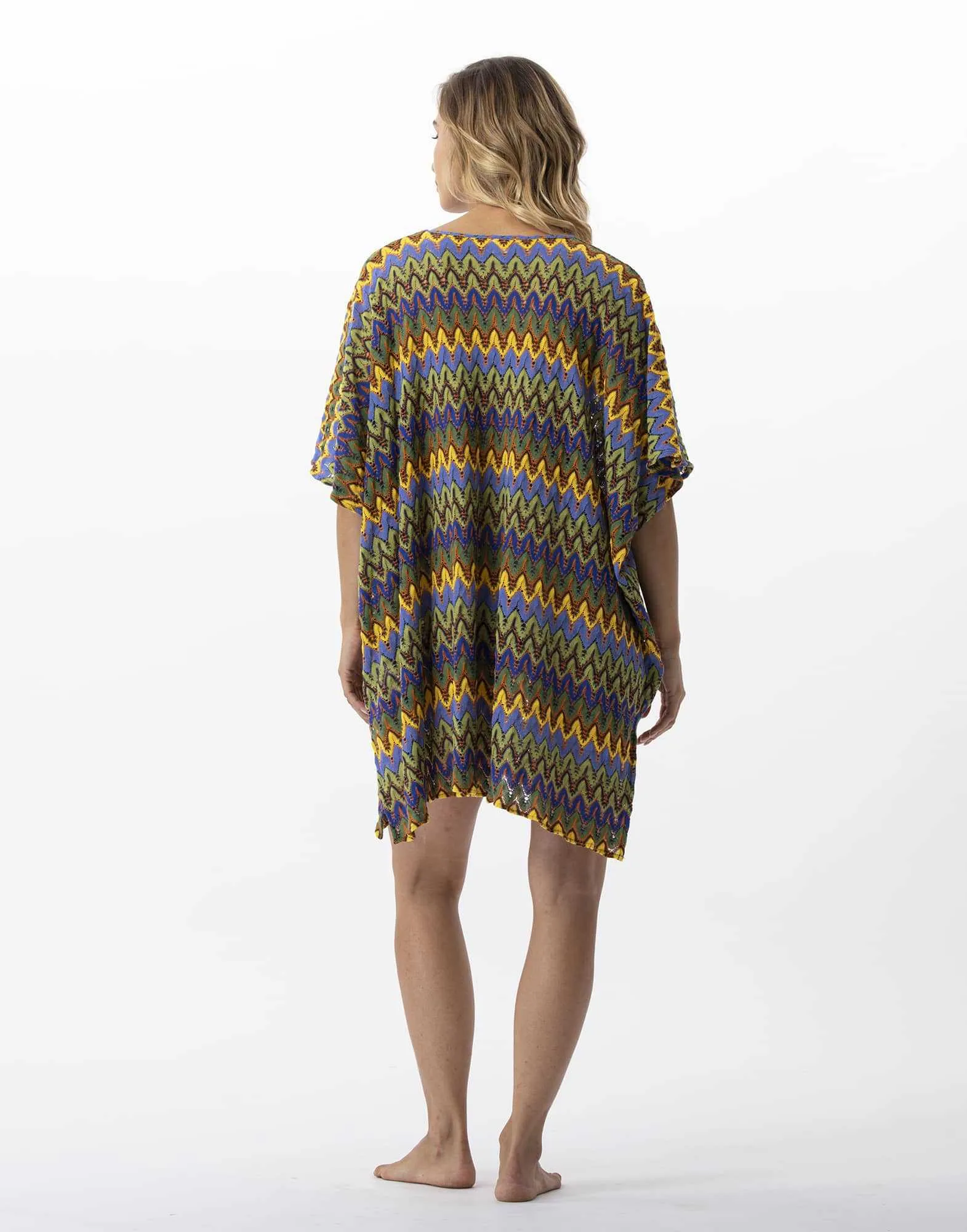 Kaftan en maille ajourée BAHIA 740 bleu multico