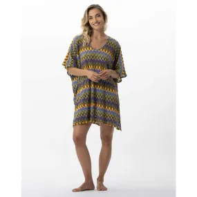 Kaftan en maille ajourée BAHIA 740 bleu multico