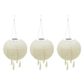 Lot de 3 lampions solaires himalaya blanc nylon ∅30cm