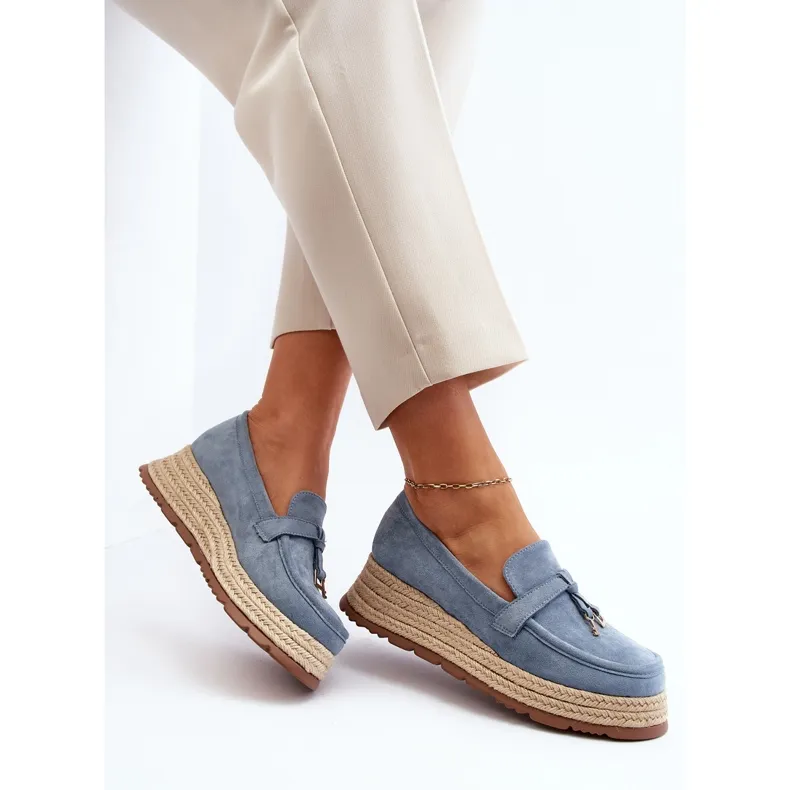 Mocassins pour femmes à semelle tressée, bleu Torresia