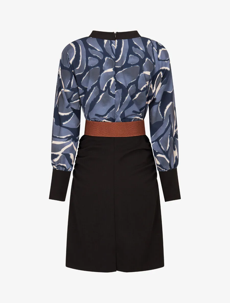 Robe moulante à buste imprimé graphique - Marine