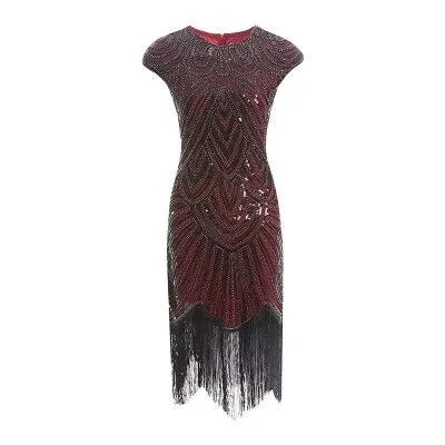 Robe Rétro Chic Année 30 Bordeaux