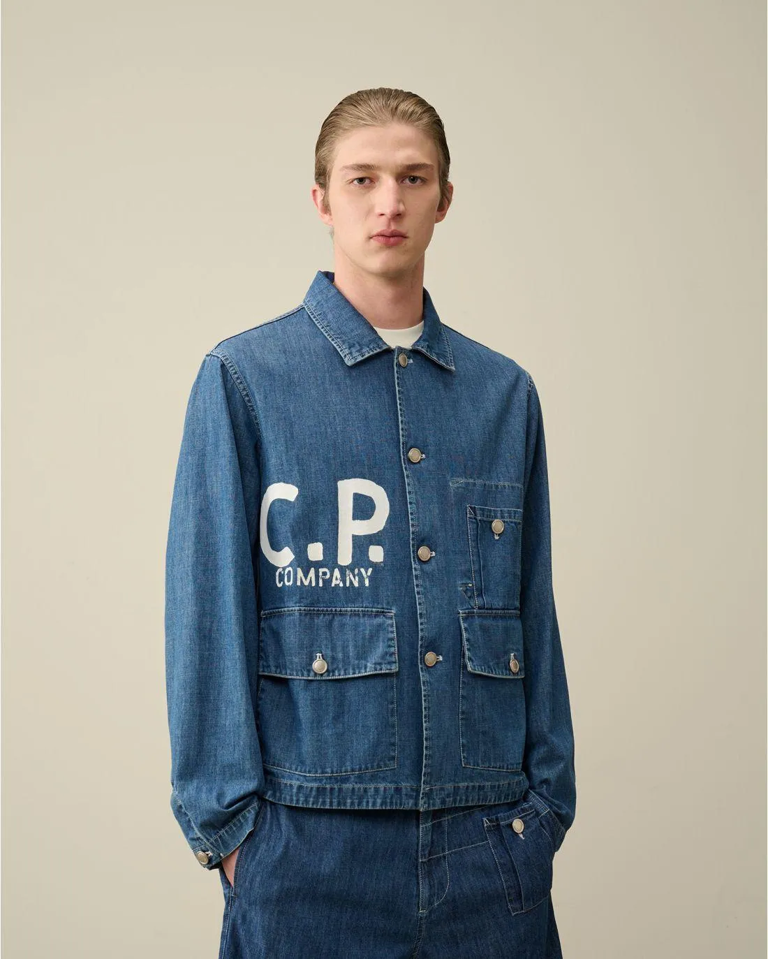 VESTE BLU STONE BLEACH BLUE - CP Company  | Chez Maman Rouen